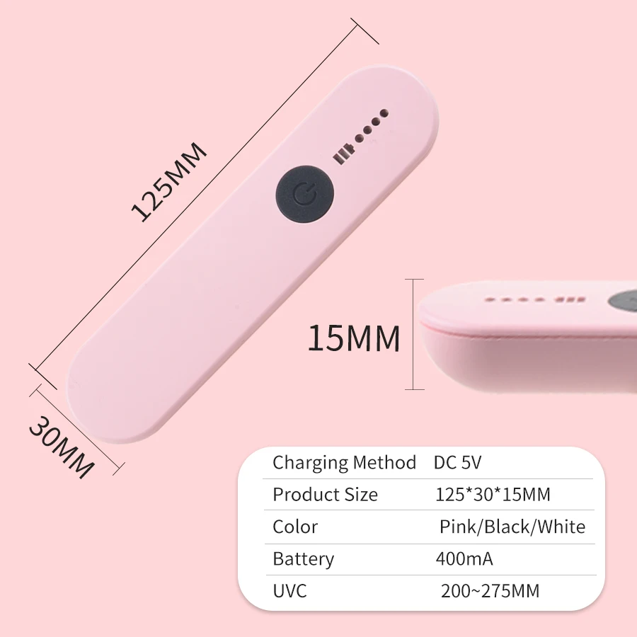 Портативная светодиодная УФ-стерилизационная лампа с УФ-дезинфекцией для дома, офиса и путешествий, заряжаемая через USB и с палочкой UVC.