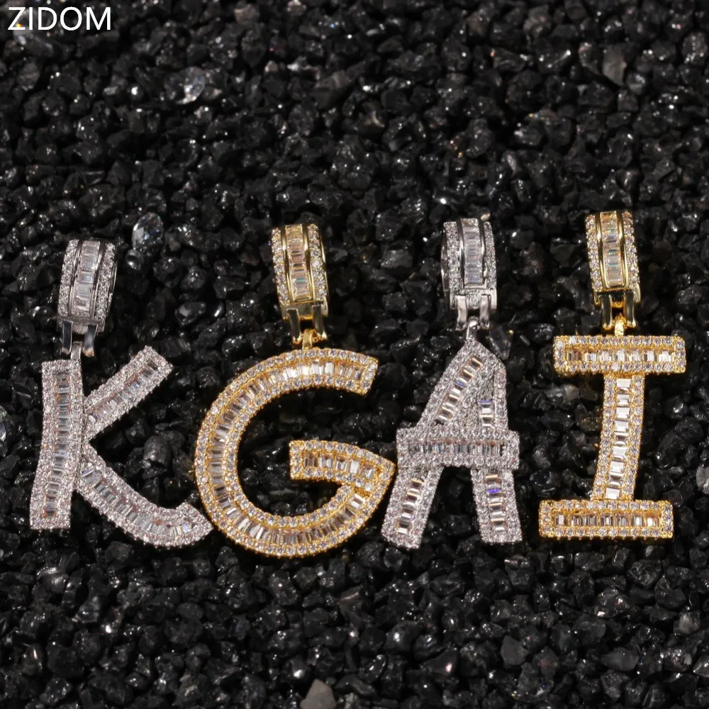 Мужские ожерелья с подвеской в стиле хип хоп 26 букв кубическим цирконием алфавит
