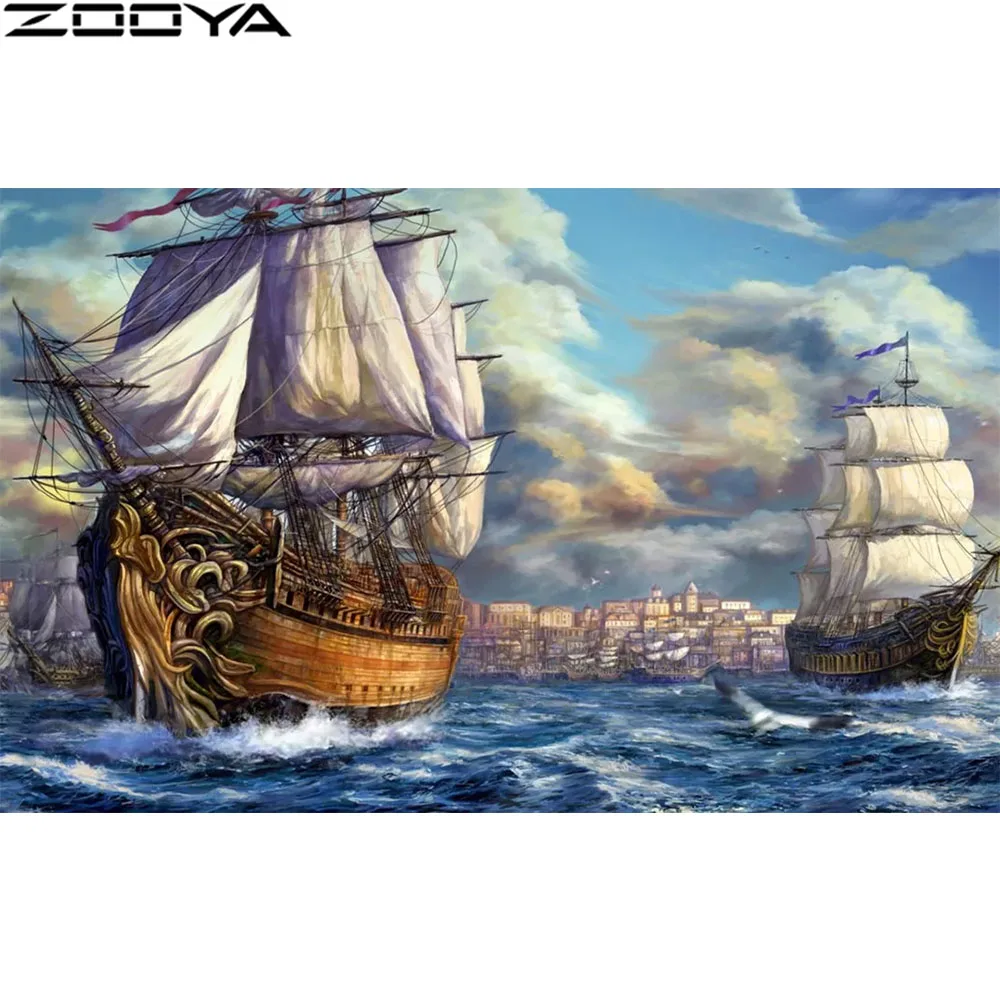 ZH058-1 Полная Алмазная картина 5D с квадратным рисунком морской пейзаж, алмазная вышивка, полный набор, вышивка крестиком, Алмазная мозаика, распродажа, домашний декор ZH058 - Цвет: ZH058-1