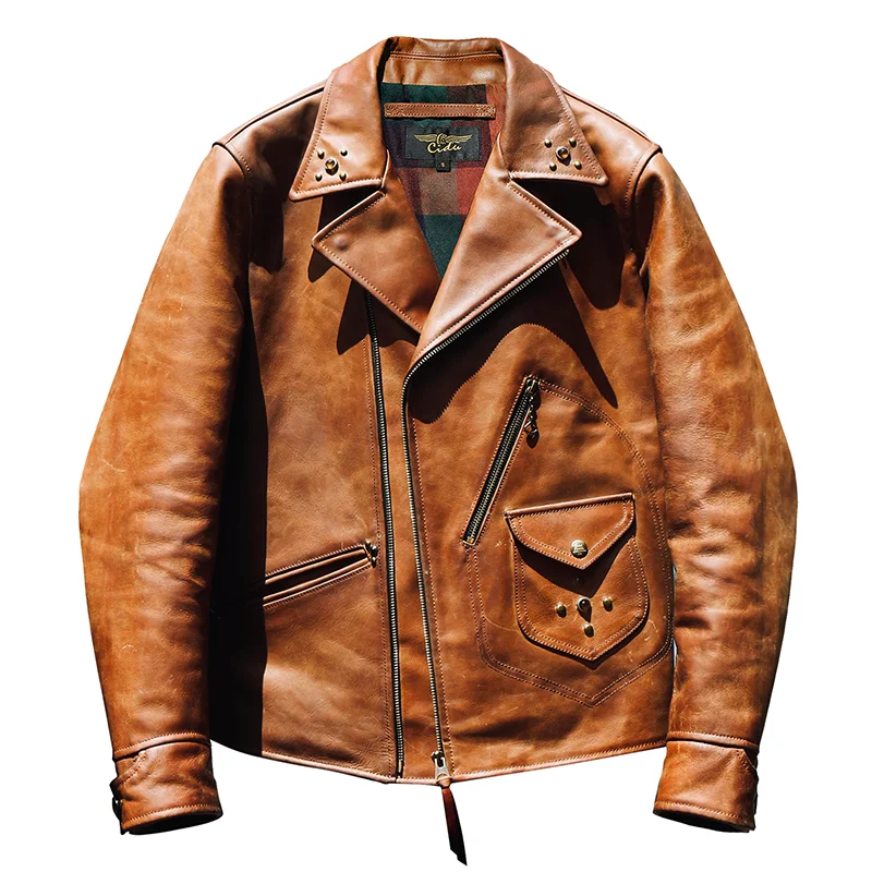 

CDJ-64 SUPER ! Read Description! Asian Size Top Quality Stylish Cow Leather Jacket Genuine Cowhide Leather Jacket