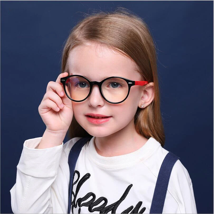 

SOPRETTY Children's Students Silicone Glasses Frame, Fashion Round Myopia Anti-Blue Glasses Frame for Boy and Girl TR90 F0226