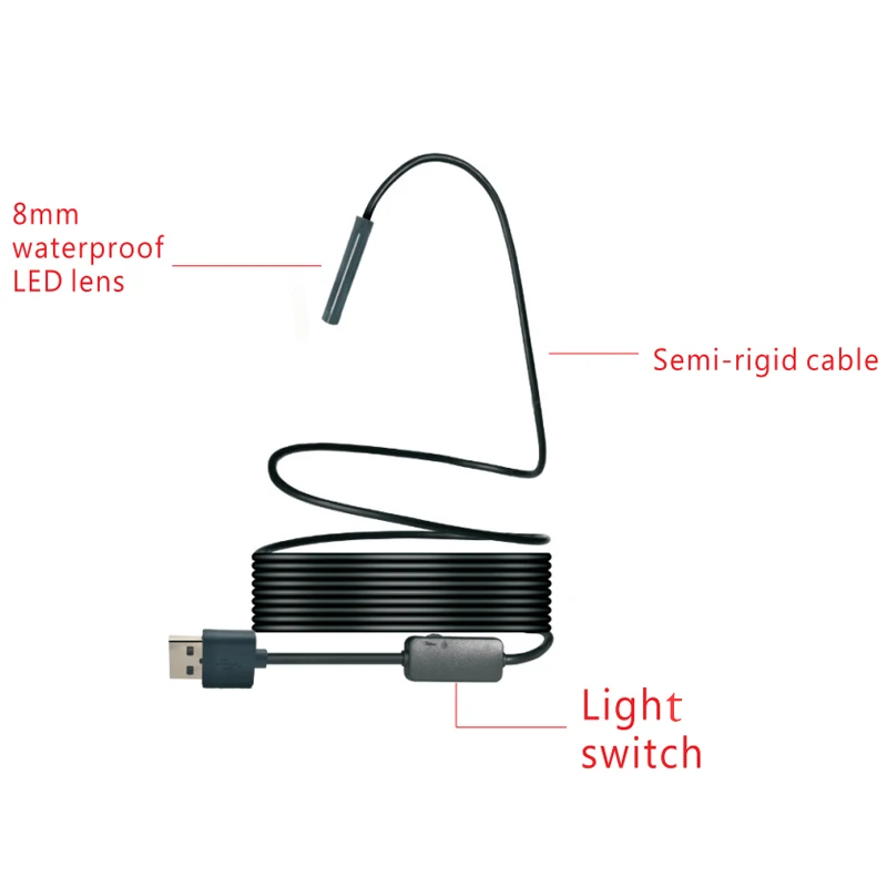 Водонепроницаемая камера-эндоскоп 1200P HD с Wi-Fi USB IP68 бороскоп мягким кабелем