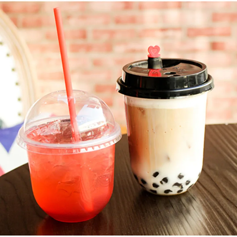 

50pcs High quality plastic cups bubble tea cup ice cream pudding jelly yogurt dessert cups party favors drinking cups with lids