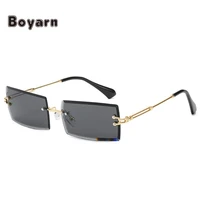 boyarn 2022 small rimless sunglasses for women man rectangle sun glasses women shades female uv400 mirrors glasses eyewear