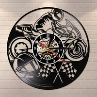 motorcycle vinyl record wall clock motorbike decorative clock motorcyclist racer riders gift home art modern wall hanging decor