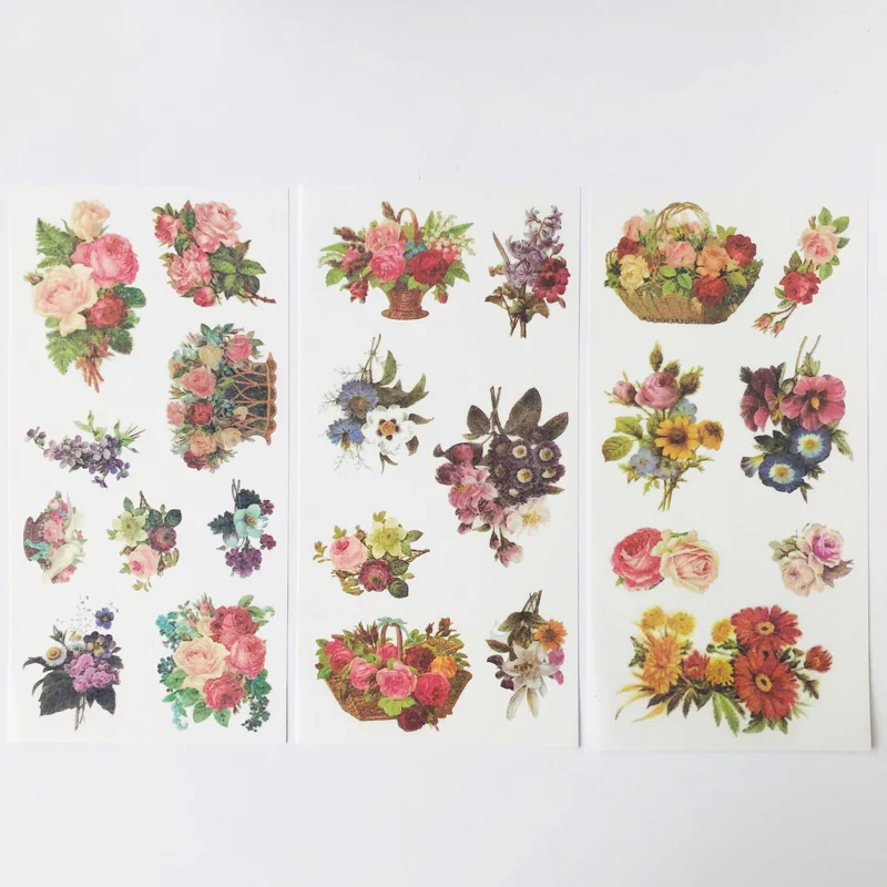 

3 Sheets /Pack Spring Flowers Diary Decorative Stickers DIY Album Party Decor
