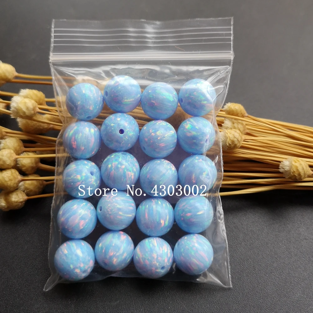 10 штук/лот 10 мм синтетические круглые шарики из опалового камня Cornflower Blue OP26 для создания украшений своими руками.