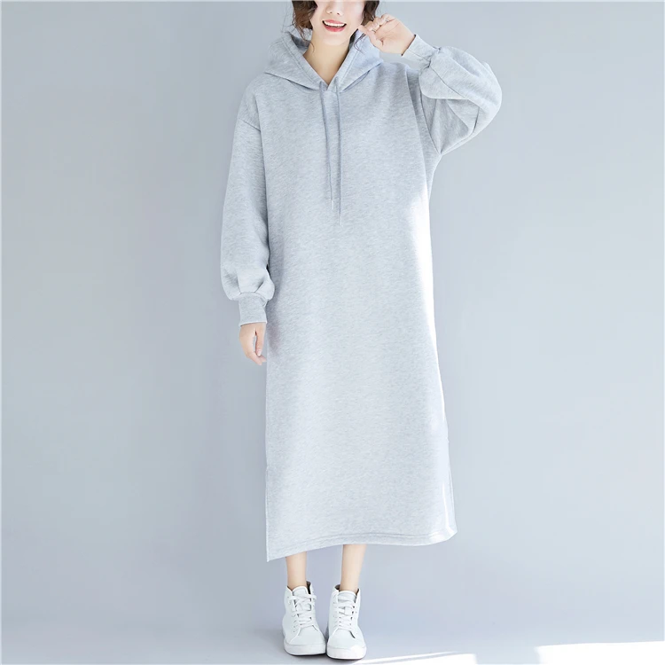 2019 новый теплый простой с Капюшоном Повседневный свободный большой размер плюс