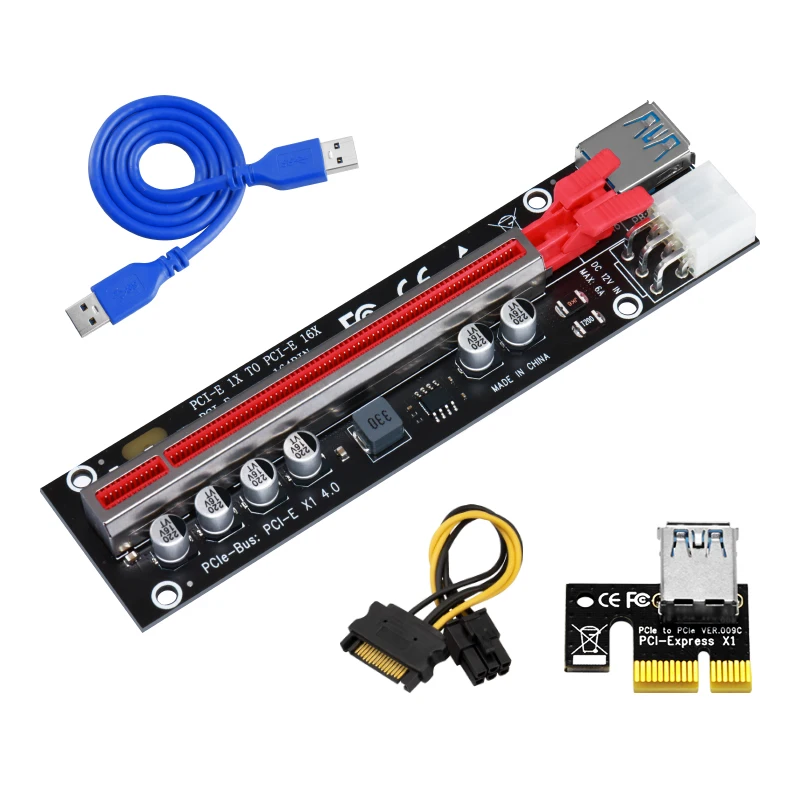 

PCIE Riser для видеокарты, графическая карта, GPU PCI-E 16X Riser PCI Express X16, 6 контактов, мощность 0,6 м, кабель USB для майнинга биткоинов