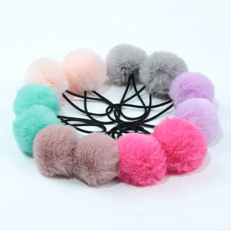 Аксессуары для волос девочек 2 шт. искусственный кроличьи мех искусственная