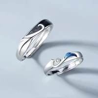 925 sterling silver zircon enamel couple open rings for women romantic student valentines day gift fine jewelry flyleaf new