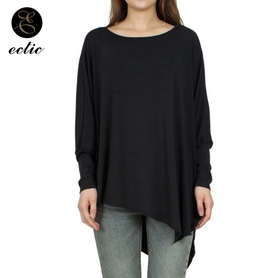 Крылья Летучей Мыши Топ Совок Шеи Одноцветный Сплошной Цвет Нерегулярный