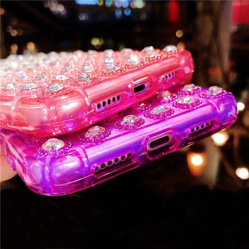 

Luxury 3D Diamond Transparent Anti-drop Silicone Soft Cover For iphone 11 Pro MAX XS XR 7 8 plus Glitter Bling Clear Phone Case