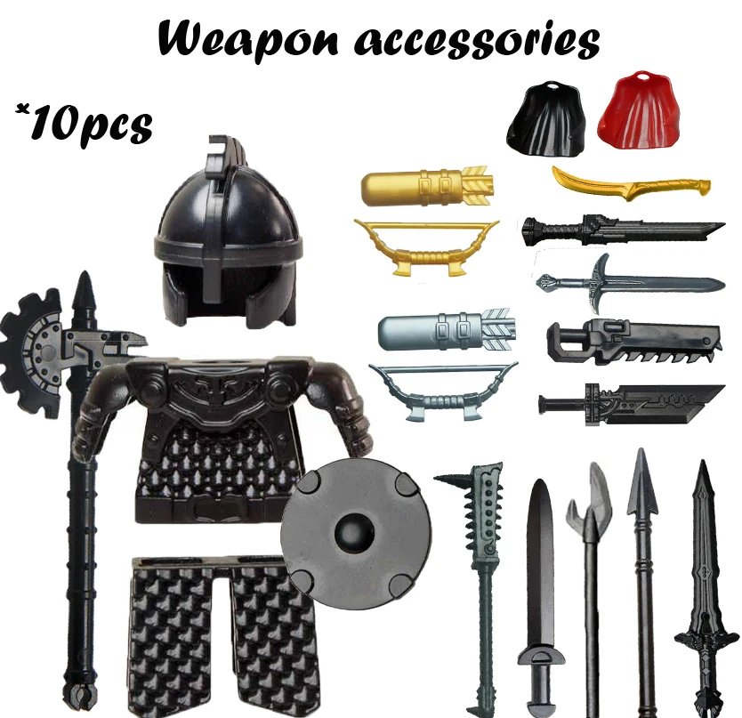 10 шт./лот Аксессуары для оружия средневекового солдата строительные блоки