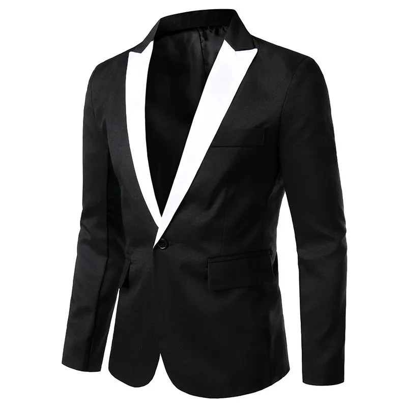 

Mens Korean slim fit blazer masculino cotton blazer Suit Office Jacket black blue plus size Male blazers Mens coat Wedding