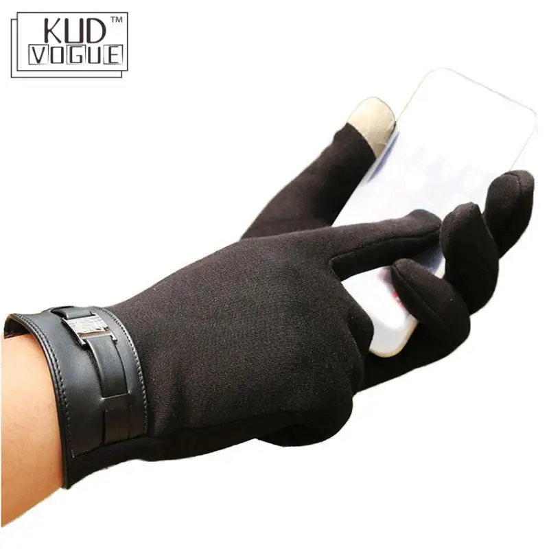 Мужские зимние перчатки и варежки для взрослых однотонные модные сенсорный