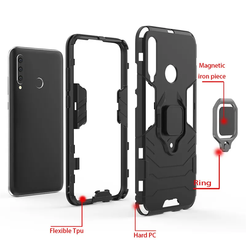 

honor 10i Case on For Huawei honor 10i 10 i case Shockproof Armor Ring Magnetic Car Hold Soft Bumper Cover For Huawei honor 10i