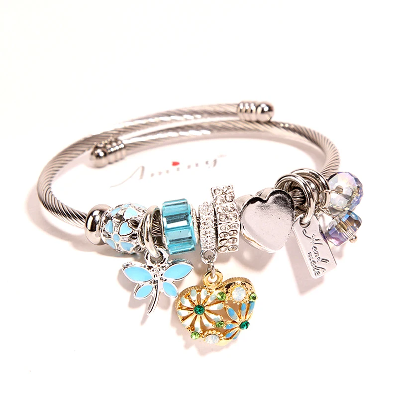 Модный изысканный кулон на удачу с любовью браслет из нержавеющей стали