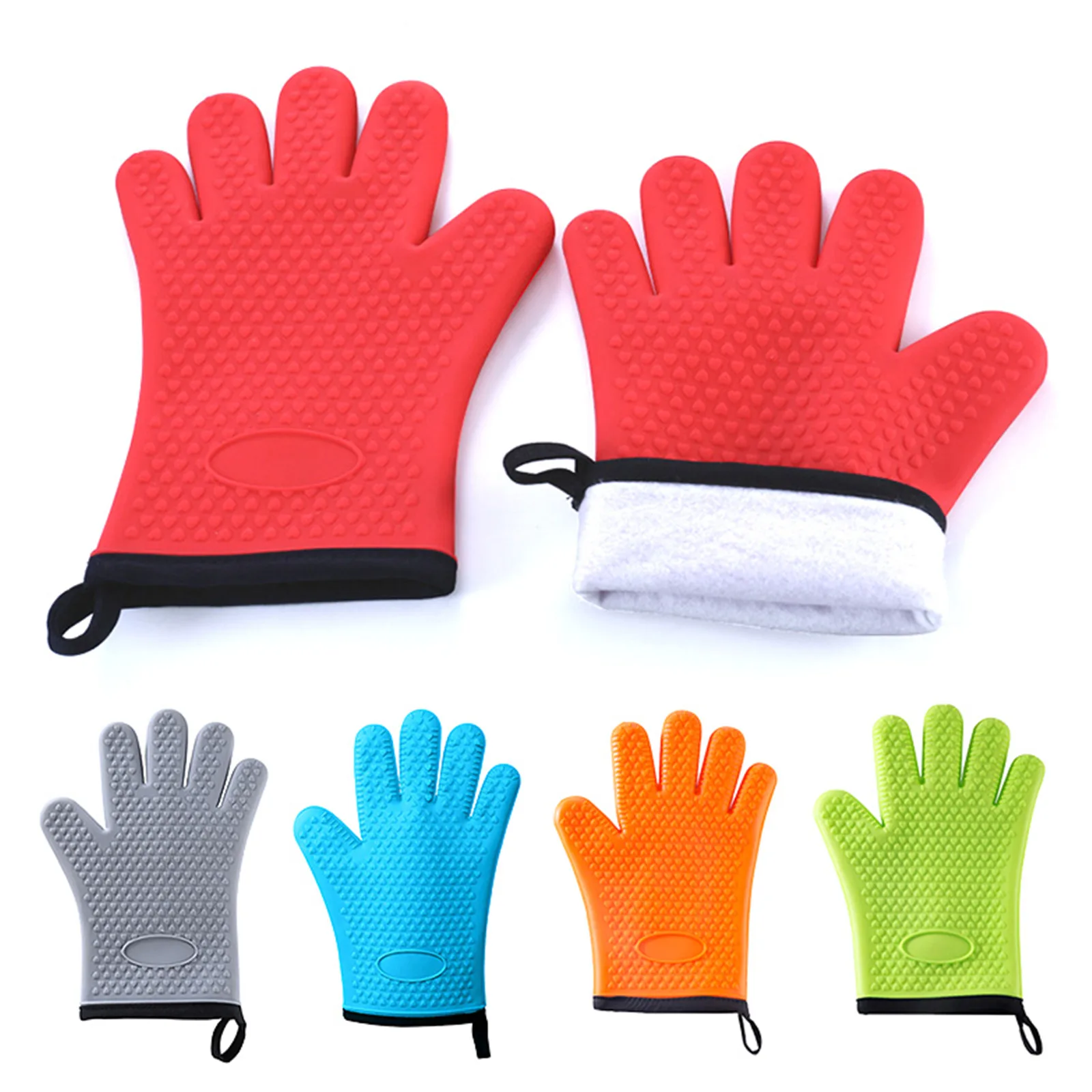 

Silicone Glove With Lanyard Kitchen Grilling Gloves Oven Mitt Heat Resistant Non-slip Cooking BBQ Grill Glove Baking Glove