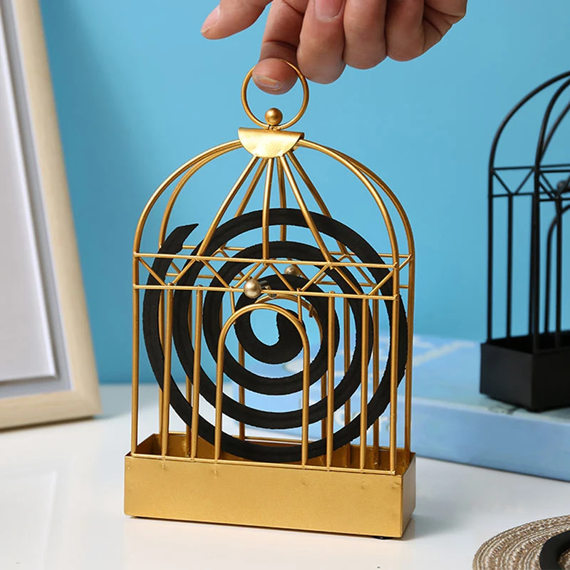 

Creative Mosquito Coil Stand Nordic Style Bird Cage Shape Summer Day Iron Mosquito Repellent Censer Plate