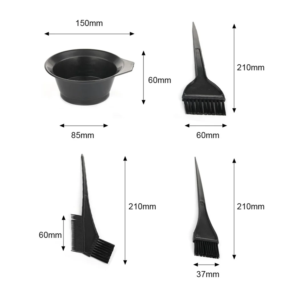 

Hairdressing Brushes Bowl Comb Salon Hair Color Dye Hair Tint Tool Black Plastic Hair Colouring Brush Comb Mixing Bowl