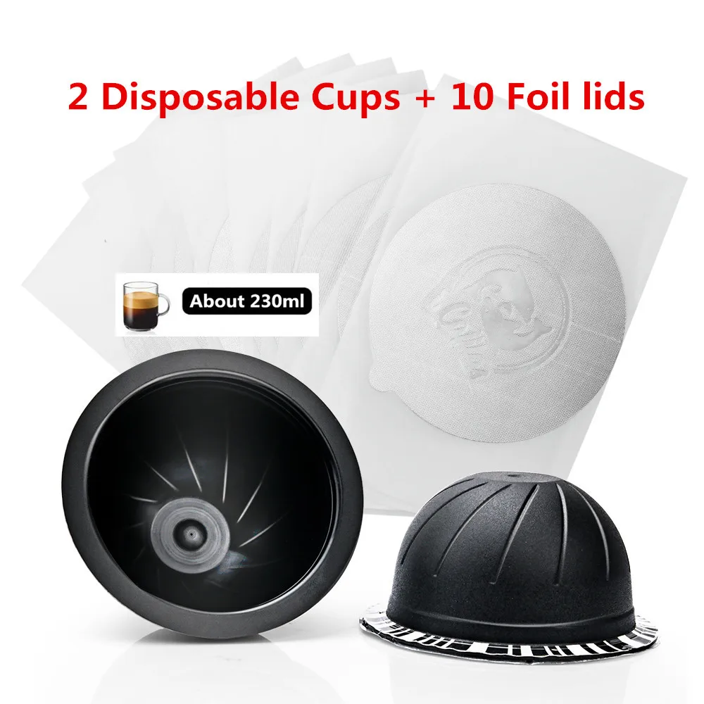 Одноразовые фильтры для кофе Nespresso Vertuoline машина из нержавеющей стали многоразовые кофейные капсулы стручки кронштейны - Цвет: 2 cups 10 lids