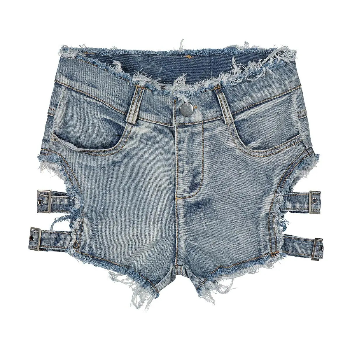 

New summer sexy nightclub night show women's high waist denim shorts letters jeans thin holes