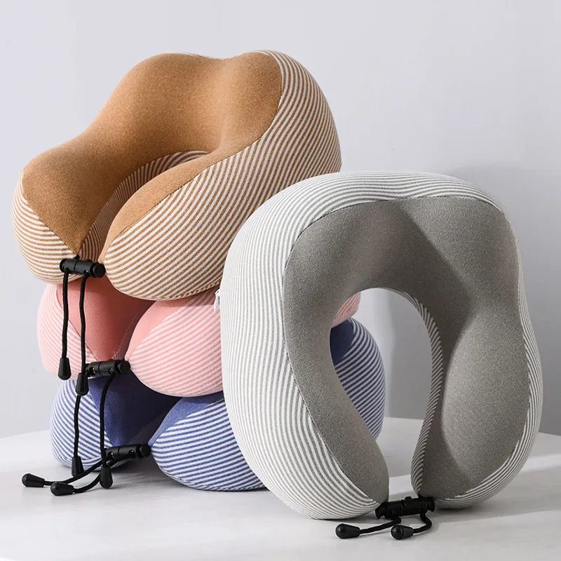 Travel Hump Airplane Pillow Aviation Cervical U-shaped Pillow Memory Foam Slow Rebound Simple Striped Neck Pillow