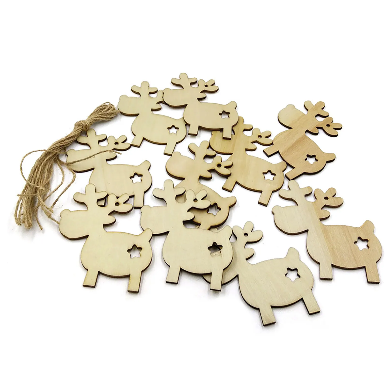 10 шт. деревянное ремесло олень-орнамент сделай сам полая звезда олень-подвеска