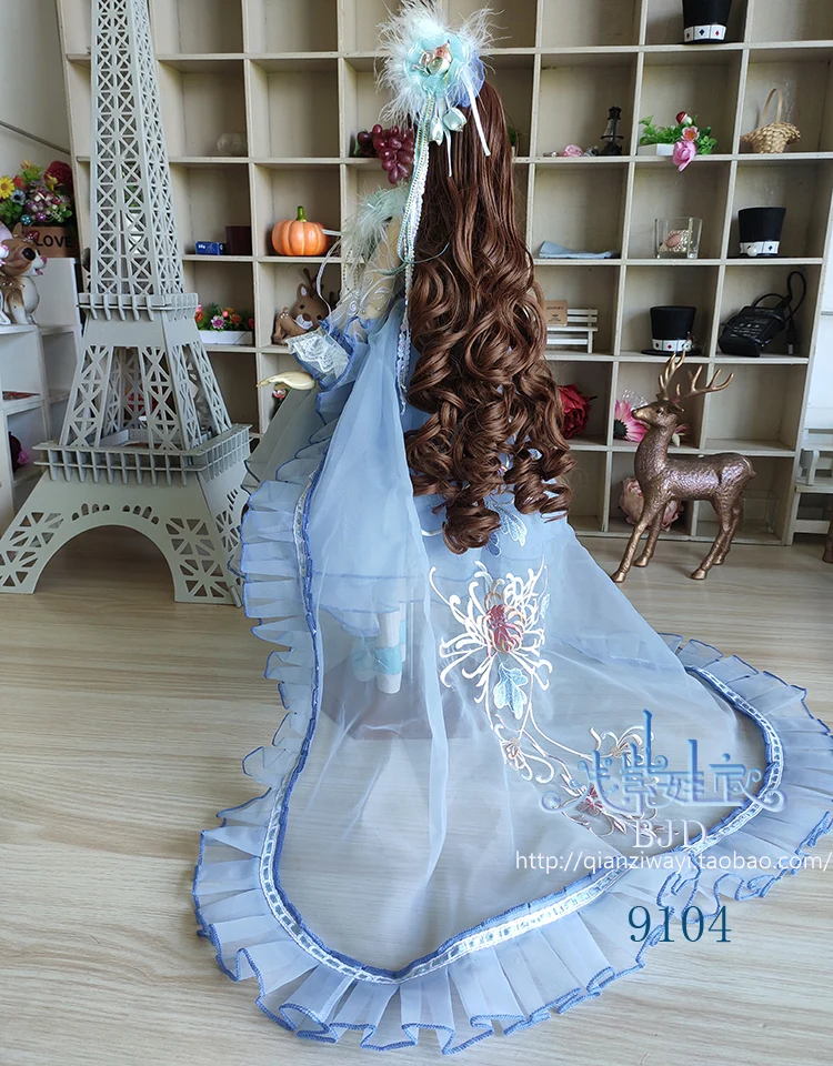 1/4 1/3 BJD платье со шлейфом+ головной убор комплект аксессуары для кукол для BJD/SD MSD SD13, не включает в себя куклы, обувь, парик и другие E2692