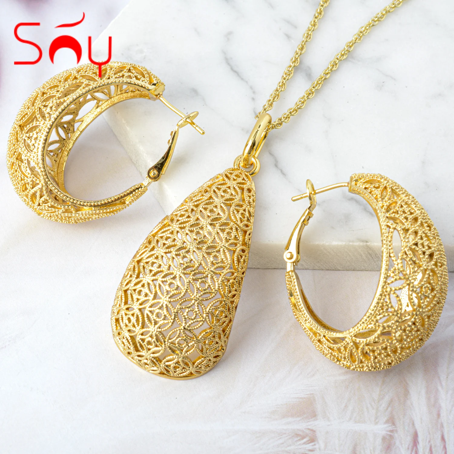 

Sunny Jewelry Fashion Jewelry Sets Earrings Pendent Necklace For Women Romantic For Wedding Party Anniversary Gift Trendy