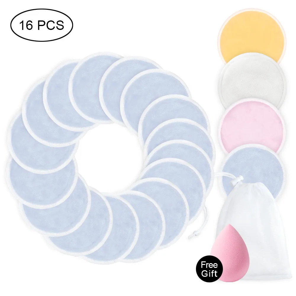 

Reusable Make Up Remover Pads Face Wipes Washable Cleaning Cotton Three Layers Microfiber Soft Bamboo Makeup Remover Face Pad