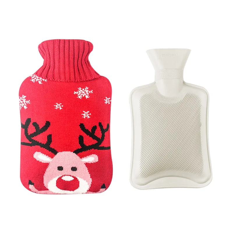 1000 мл Рождественская сумка для горячей воды грелка рук с водой вязаная шапка