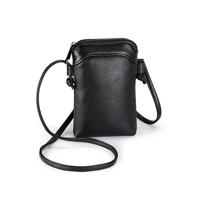 Real Cow Skin Cowhide Leather Crossbody Belt Single Shoulder Strap Mobile Phone Travel Bag School Girl Mini Duffle