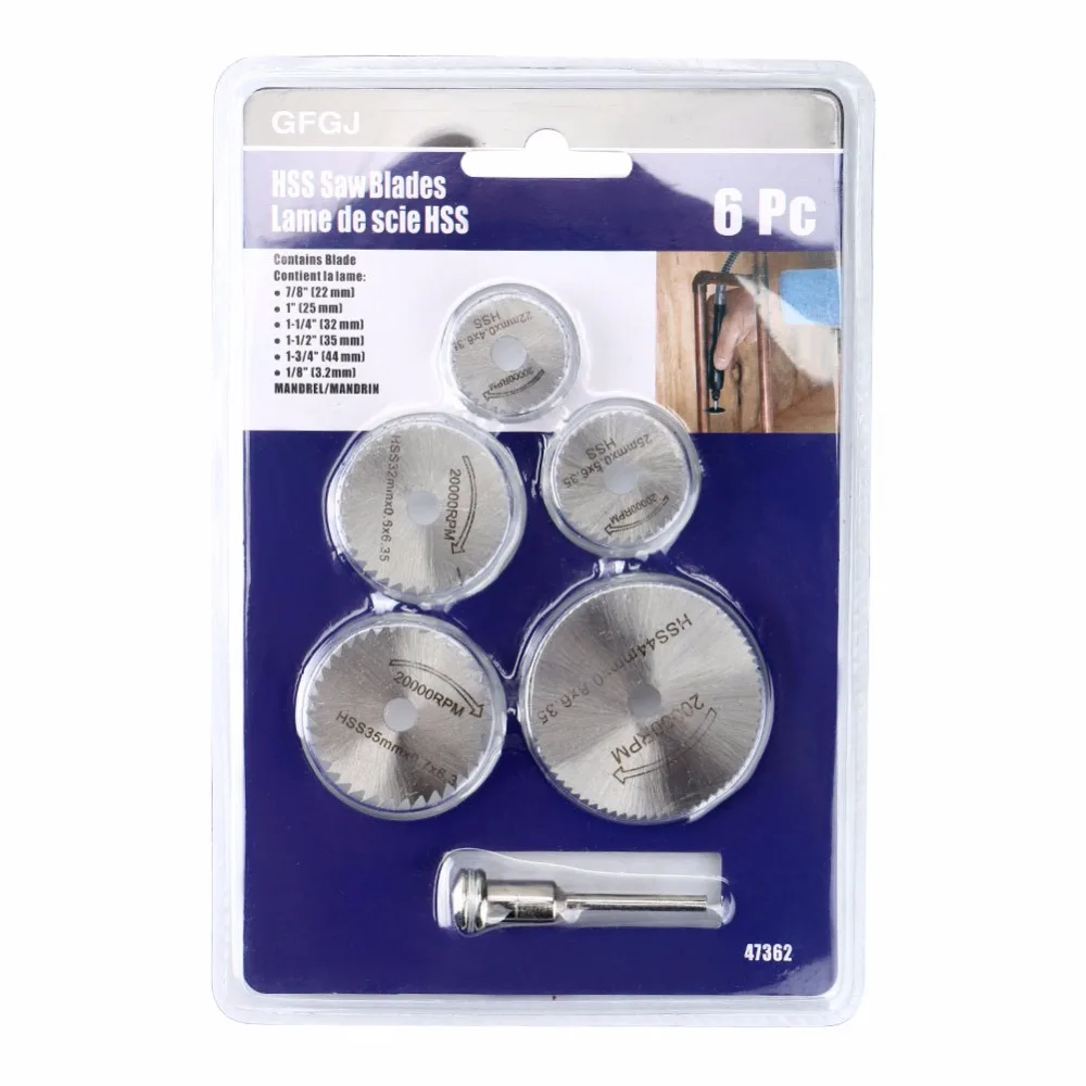 

6pcs Mini Circular Saw Blade Set HSS Cutting Disc Rotary Tool Accessories Compatialble for Dremel Wood Plastic Aluminum