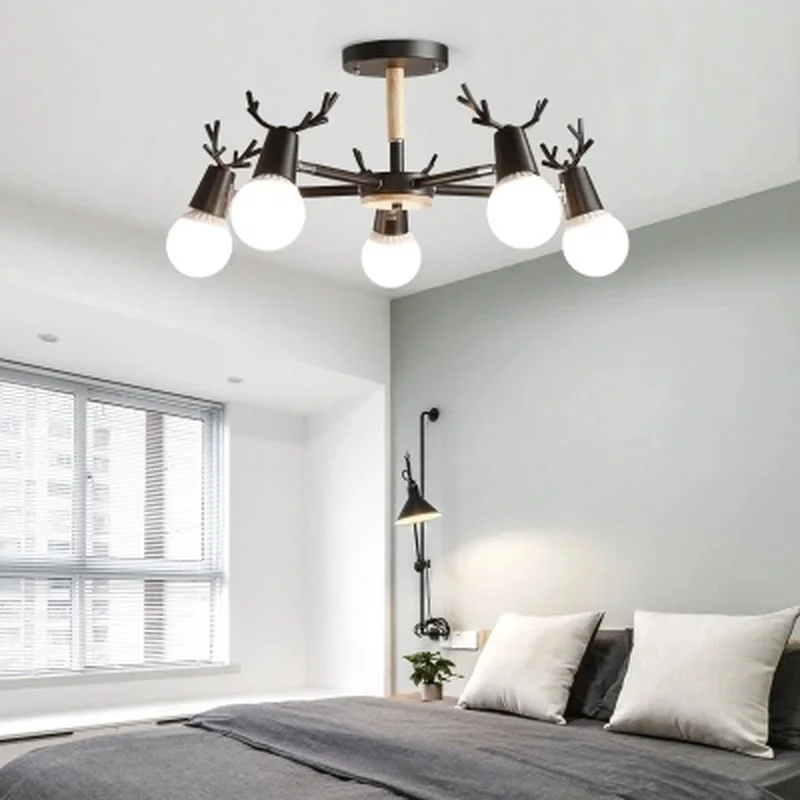 Люстра из массива дерева современный креативный минималистичный светильник в