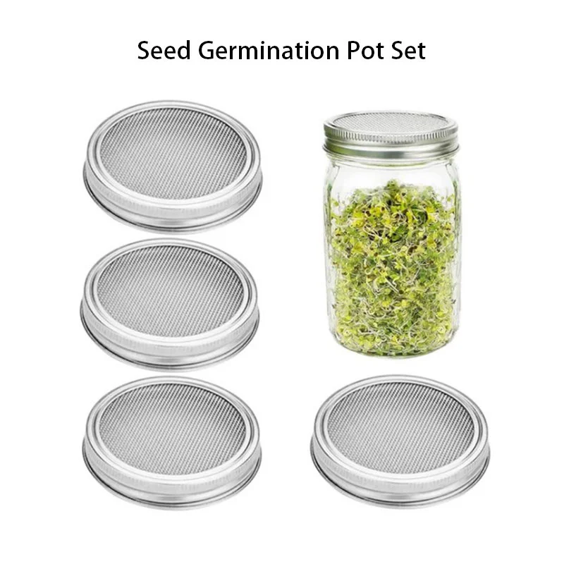 

1Set Seed Sprouter Germination Cover Kit Germinating Jar Set With Bracket Stainless Steel Filter Cover Mason Jar Germinator