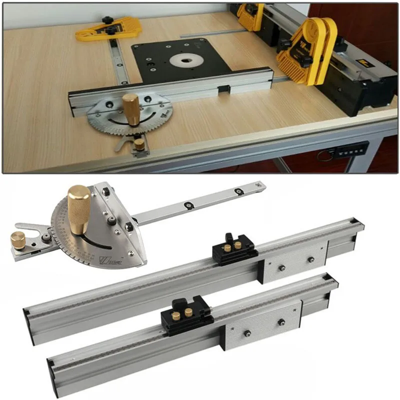 

Woodworking Miter Gauge And Box Joint Jig Kit T-track Slot With Adjustable Flip Stop for Router Table Bandsaws