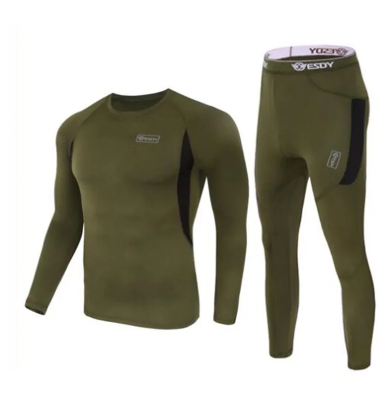 ESDY мужские зимние комплекты термобелья Быстросохнущий Спортивный костюм