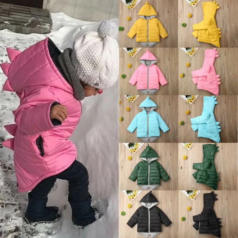 Toddler Kids Baby Girl Boy 1T-7T Hoodies Outwear Coat 3D Dinosaur Winter Warm Jacket | Детская одежда и обувь
