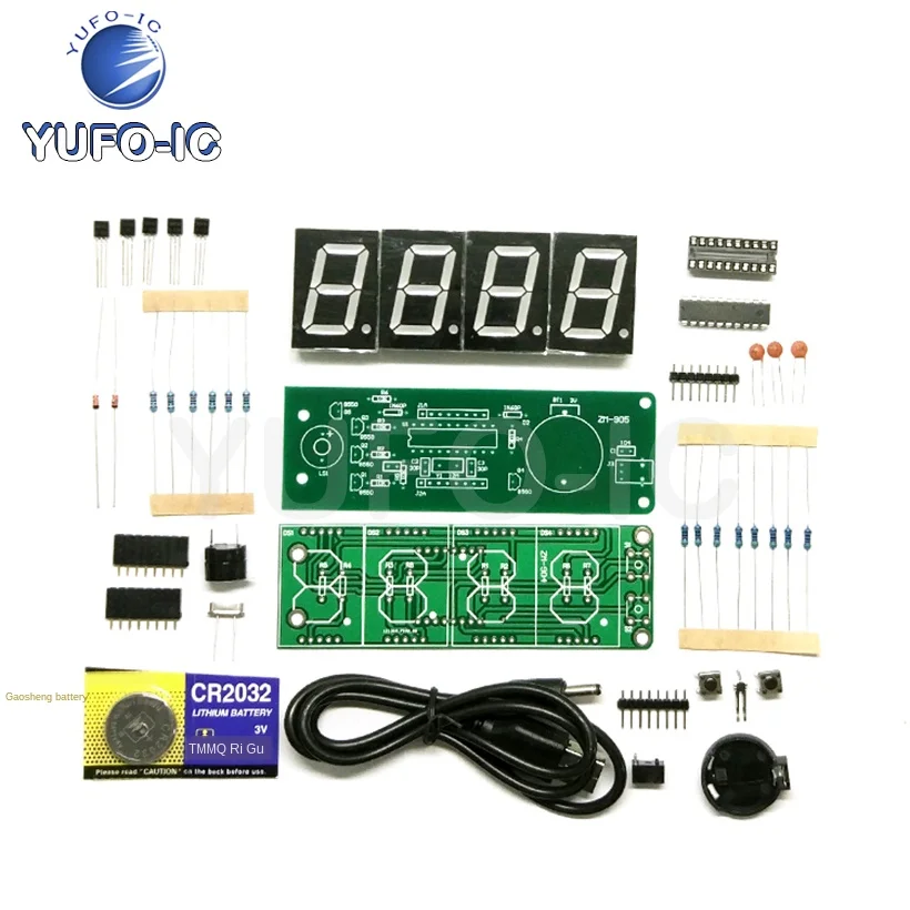 Бесплатная доставка, 3 шт., четыре часа, очень большой дисплей, AT89C2051, однокристальный микрокомпьютер, электронные производственные наборы, красные детали