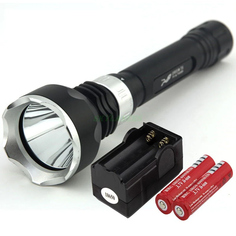 

New Underwater 2000LM Diving Flashlight Torch XML-T6 LED Light Lamp Waterproof Super T6 LED & 2*18650 Batteries&Charger