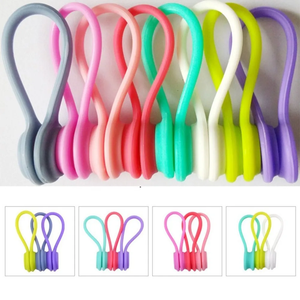 

3pcs Cable Organizer Soft Silicone Magnetic Cable Winder Cord Earphone Storage Holder Clips Cable Winder For Earphone Data Cable