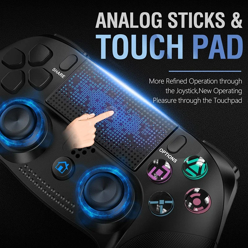 

Wireless Controller for Playstation 4/PS4 Pro/Slim Dual Vibration o Jack Contact Pad Six-Axis LED Indicator Gamepad