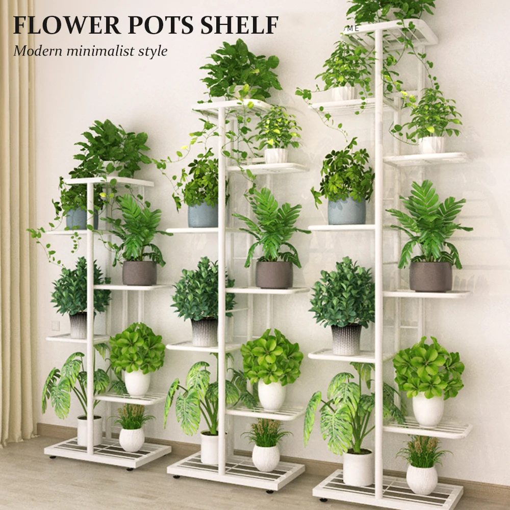 

4-уровневая подставка для растений, стеллаж для хранения цветочных горшков, металлический держатель для растений, стеллаж для садовых цвето...