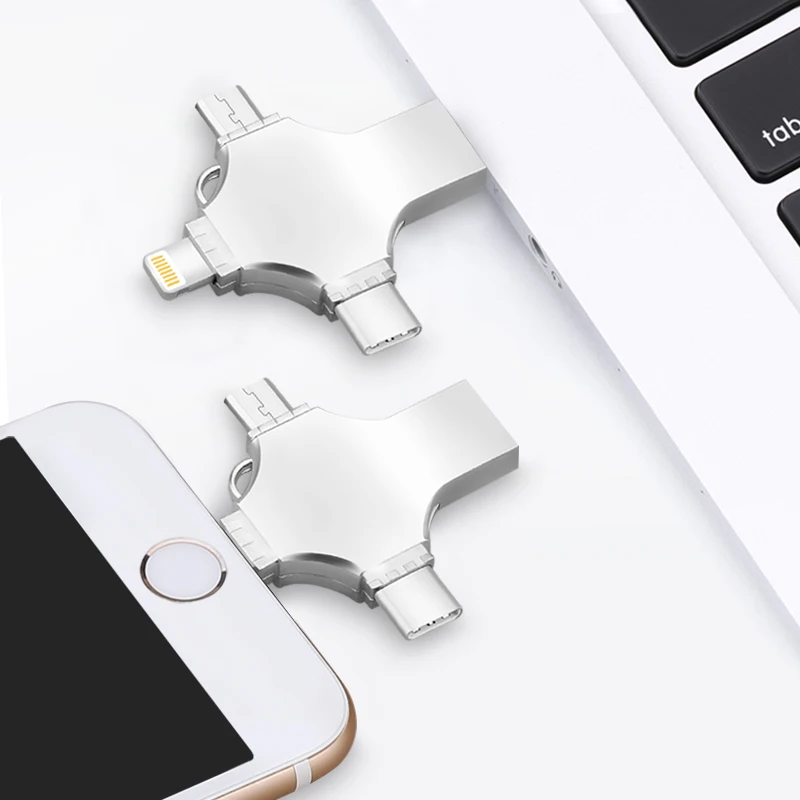 Флэш-накопитель Usb Type-C Otg 3 0 для Iphone ipad Android 128 ГБ 256 флешка 4 в 1 флэш-накопитель USB |
