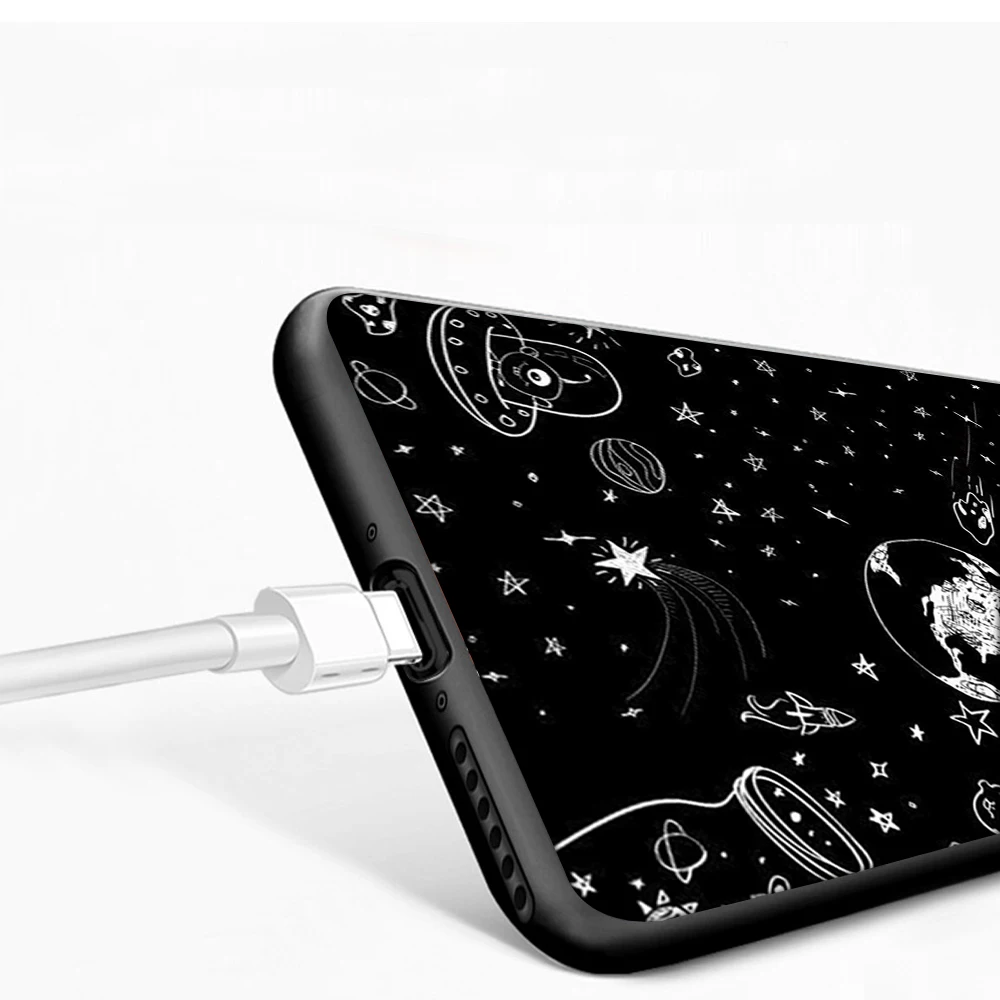 

Cute Starry Sky Case for Xiaomi Mi Note 11 10T A3 9 9T 8 for Redmi Note 9 9S 8T 8 K30S 9i 9A 9C 8A Pro Lite Ultra Black Silicone