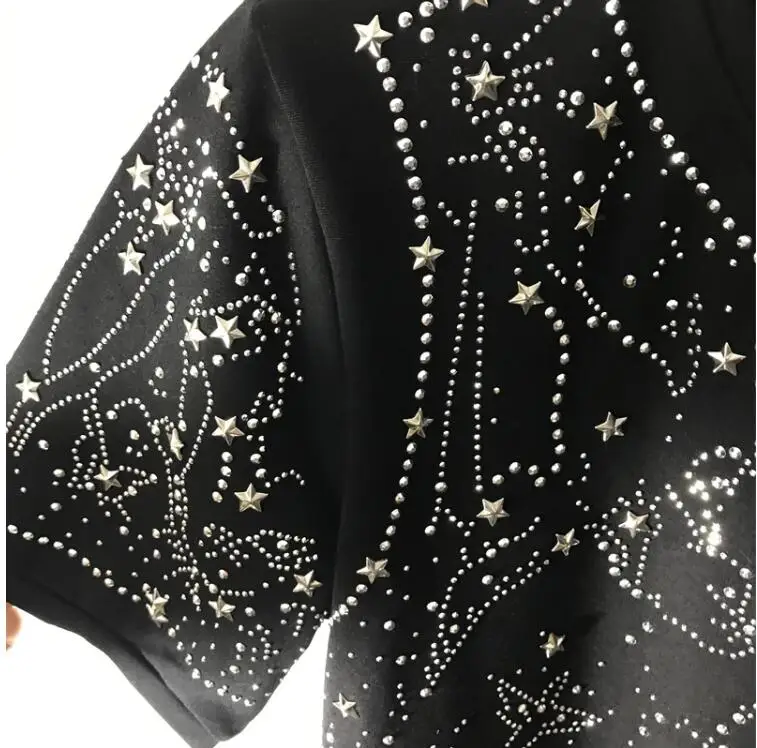 

Tides 2021 New Brand Men's Clothing Top Round Neck Cotton Short Sleeve Men Fashion Mantian Constellation Hot Drilling T Shirts