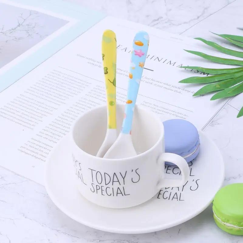 

Baby Spoon Straight Head Feeding Training Cutlery Dishes Tableware Infant Children Kids Safe Feeder Learning Supplies 45BF
