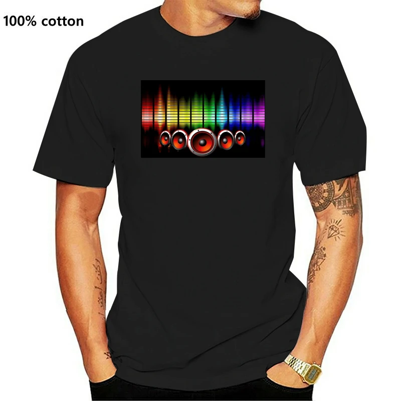 

Men T Shirt Hot Sale Sound Activated Led Light Up And Down Flashing Equalizer EL For Rock Disco Party DJ Tee Women